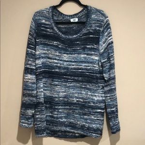 Old Navy Blue & White Knit Pullover Sweater